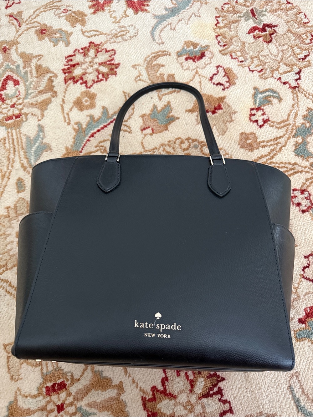 kate spade Black Structured Saffiano Leather Tote